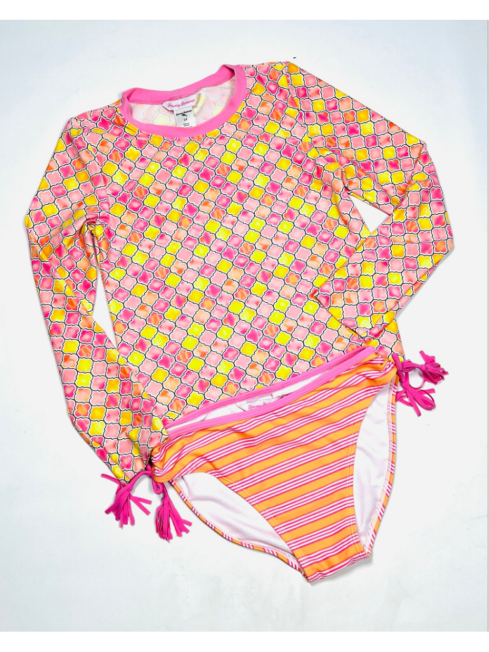 Tommy Bahama Girls Bikini Swimsuit Size 14 Pink Orange